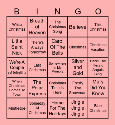Christmas Music Bingo Card