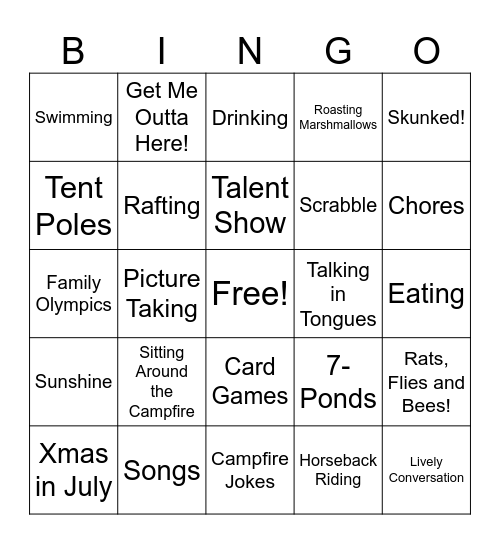 Krebsbach Family BINGO! Bingo Card