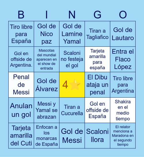🇦🇷 ARGENTINA  vs  ESPAÑA 🇪🇸 Bingo Card