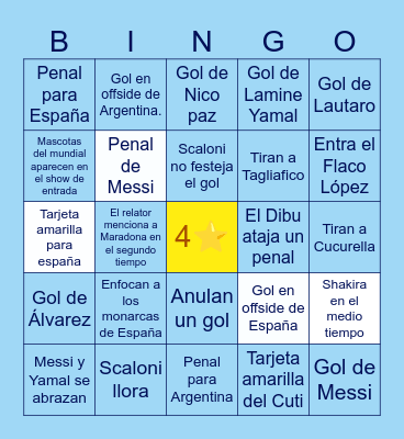 🇦🇷 ARGENTINA  vs  ESPAÑA 🇪🇸 Bingo Card