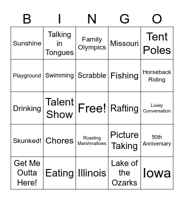 Krebsbach Family BINGO! Bingo Card
