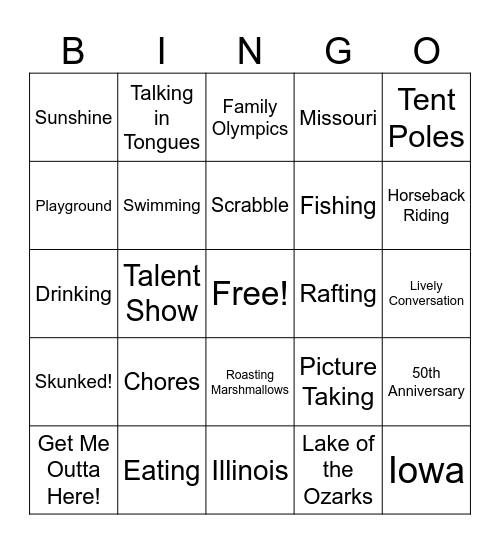 Krebsbach Family BINGO! Bingo Card