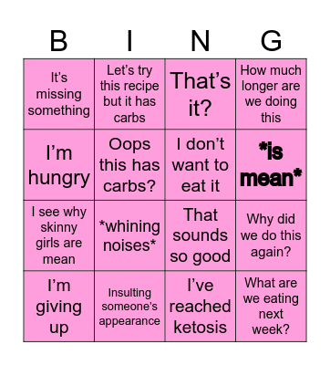 Keto Bingo Card