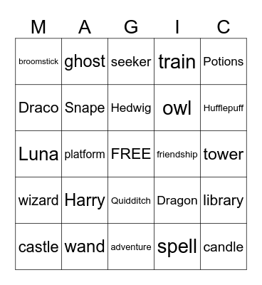 Harry Potter BINGO Card