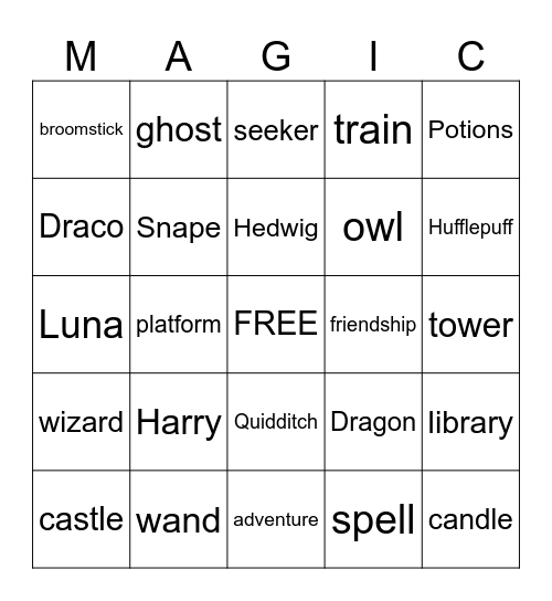 Harry Potter BINGO Card