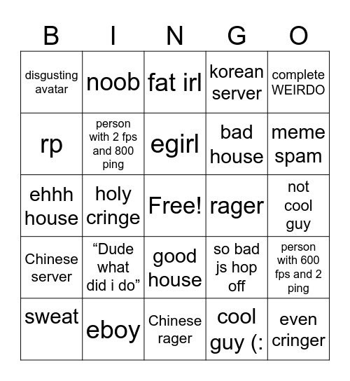 ftap bingo ronlox Bingo Card