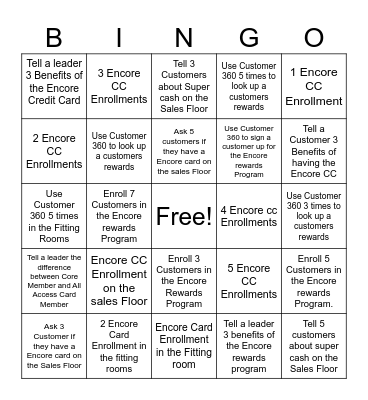 Loyalty Bingo Card