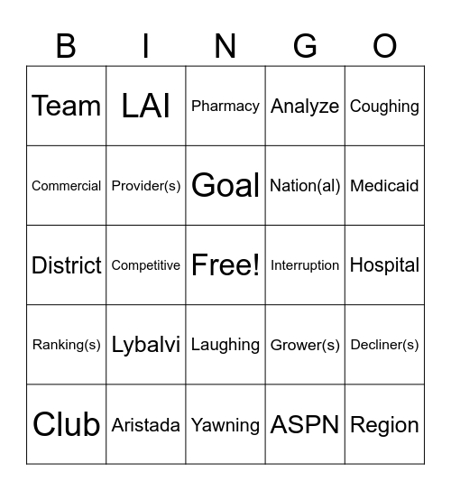 Goats in Vegas Bingo Card