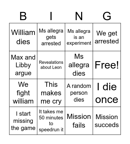 Prank your mom Bingo Card