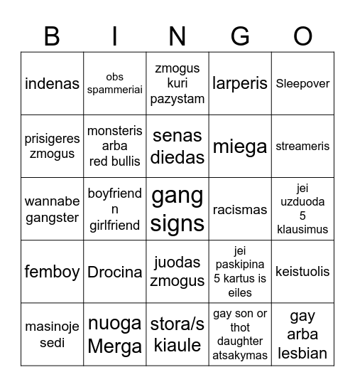 ome bingo Card