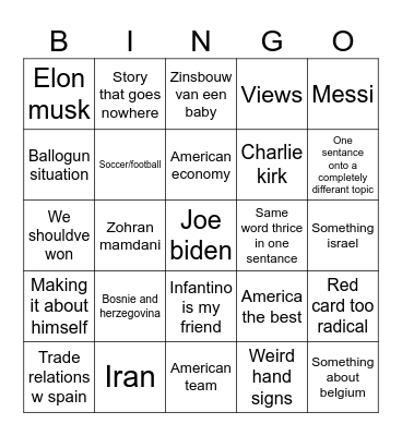 Trump bingo Card