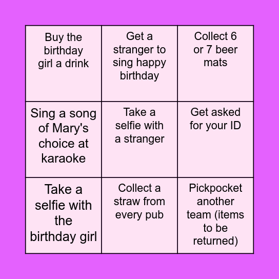 Birthday bingo Card
