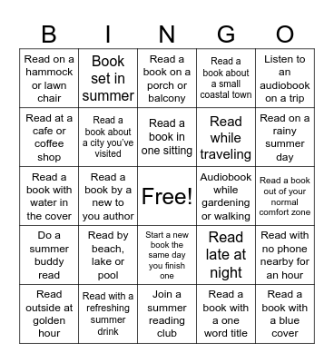 Summer Reading Bingo Card