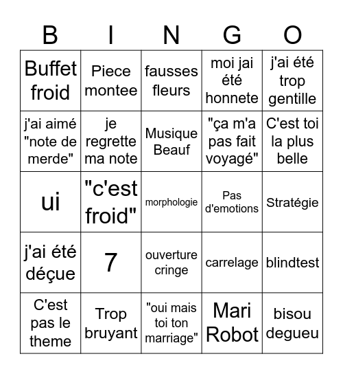 lune de miel 4 mariages Bingo Card