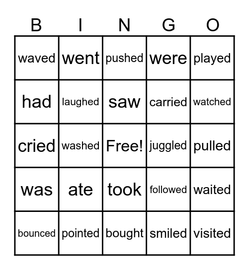 Past Tense verbs Bingo Card
