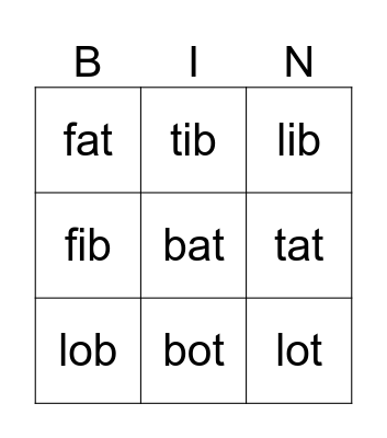 Sounds Bingo Card