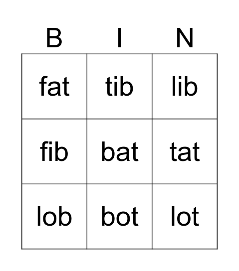 Sounds Bingo Card
