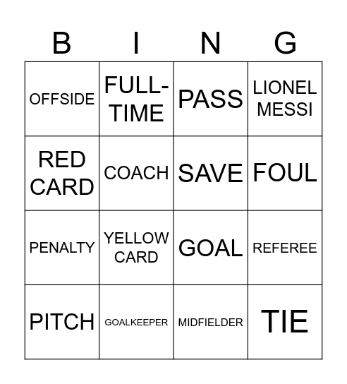 FIFA WORLD CUP Bingo Card
