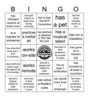 AYP Unshaken Convention 2026 Bingo Card