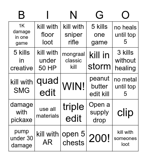 PROJECT EON CHALLANGE Bingo Card