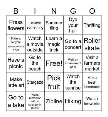 SUMMER BINGO Card