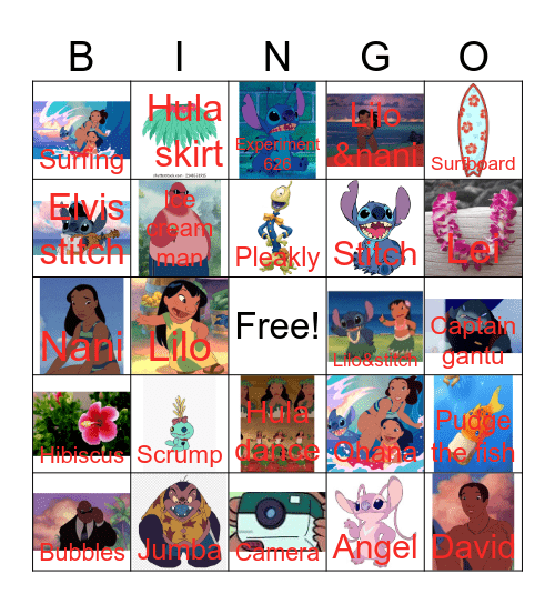 Lilo & stitch Bingo Card
