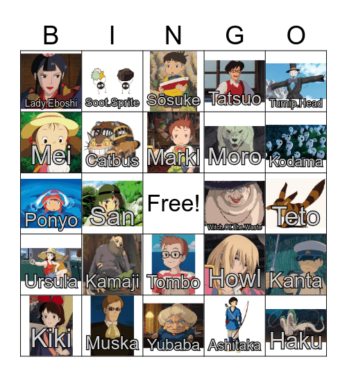 Studio Ghibli Bingo Card