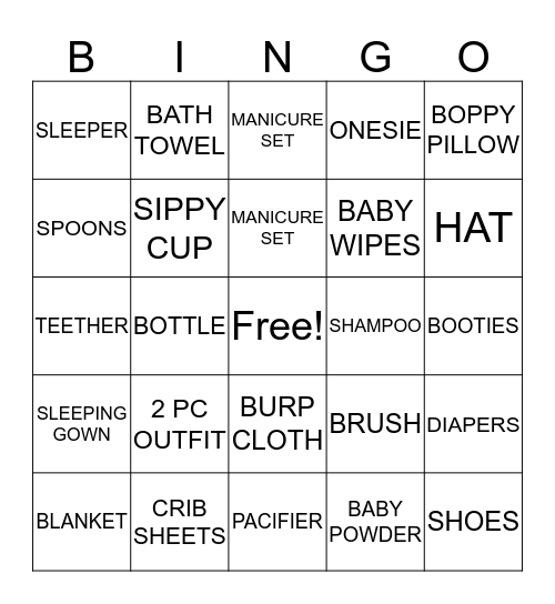 KINGSTON'S BABY SHOWER BINGO GAME Bingo Card