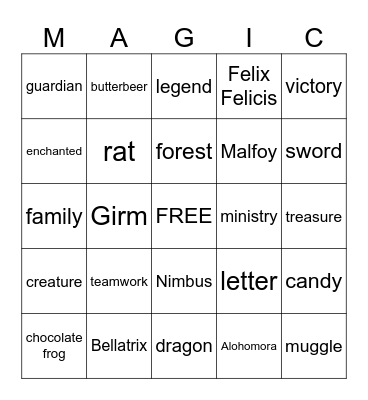 Harry Potter BINGO Card