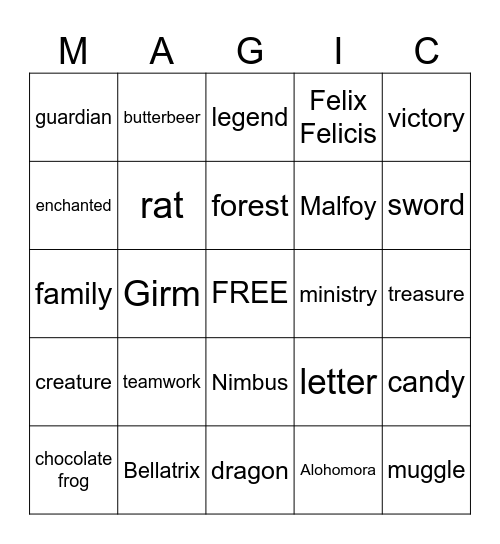 Harry Potter BINGO Card
