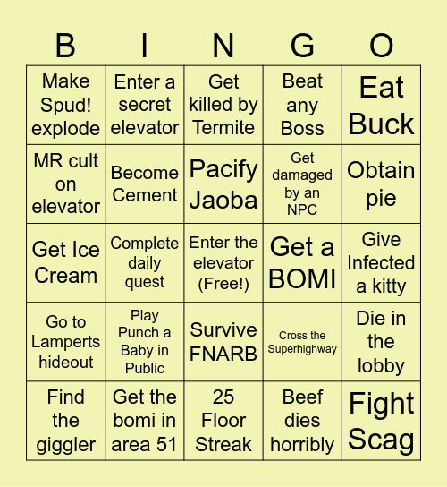 Regretabingo Card
