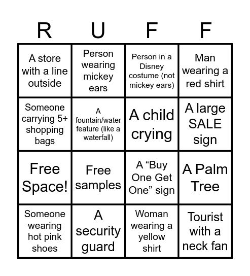 Ruff Reunion BINGO Card