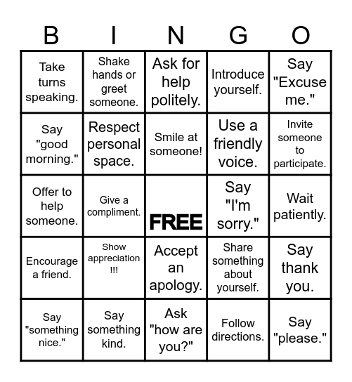 Let's Connect Bingo Card