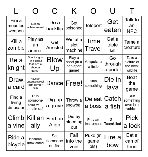 Gamer Day Bingo Card