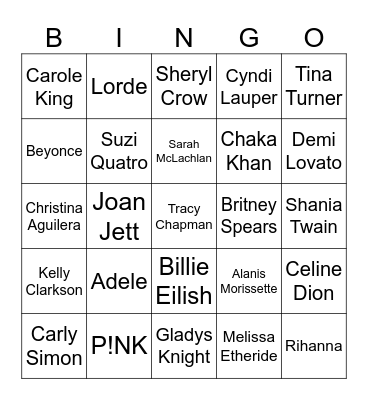 Pop Girlies Bingo Card