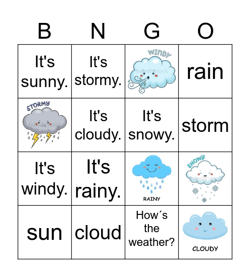 Weather Bingo Card