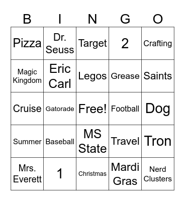 Get to know Mrs. Everett Bingo Card