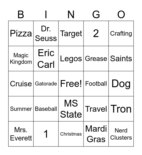 Get to know Mrs. Everett Bingo Card