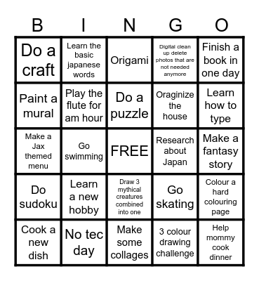 Summer Bingo Card