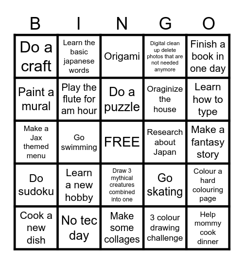 Summer Bingo Card
