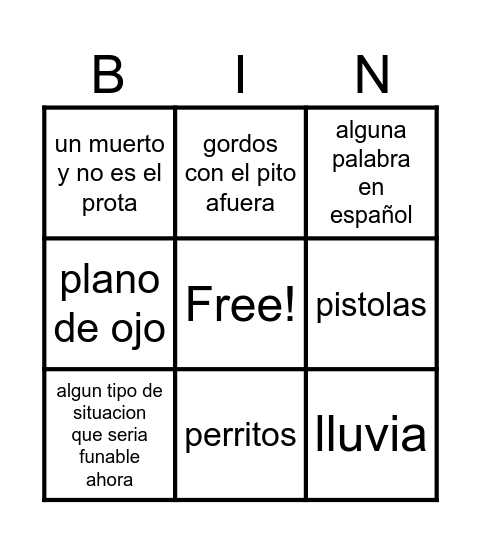 Eyes Wide Shut Bingo Card