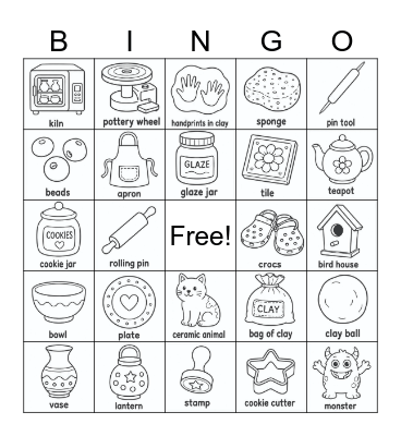 Pottery Bingo Card