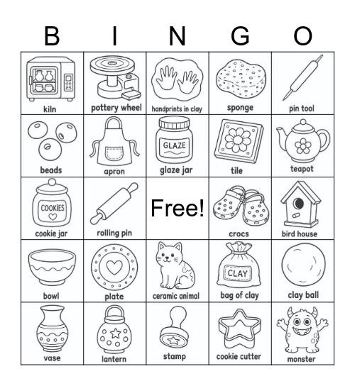 Pottery Bingo Card