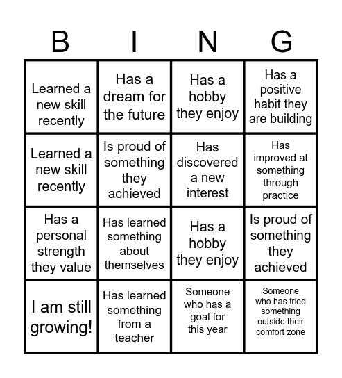Find someone Bingo Card