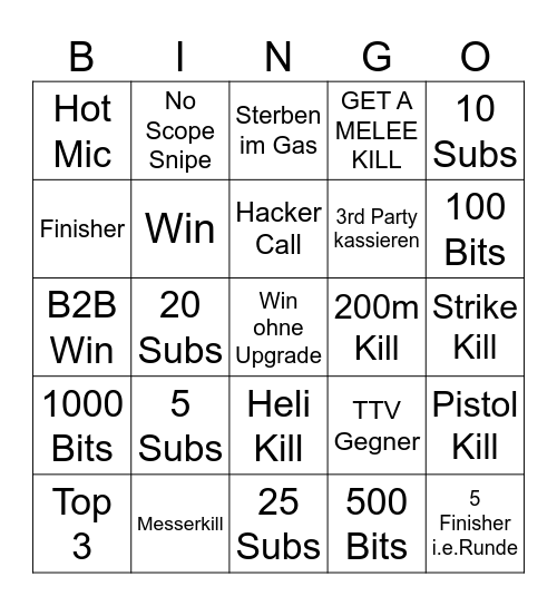 WARZONE BINGO Card