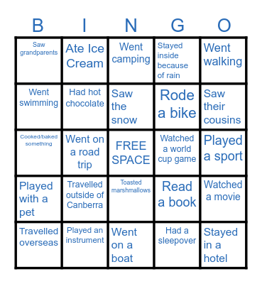 Holiday Bingo! Bingo Card