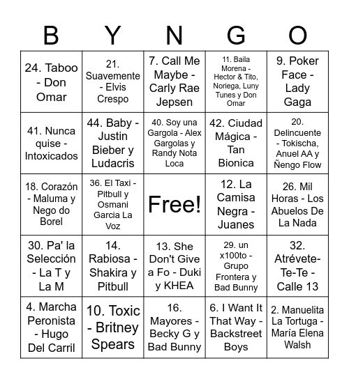 Bingo sin título Bingo Card