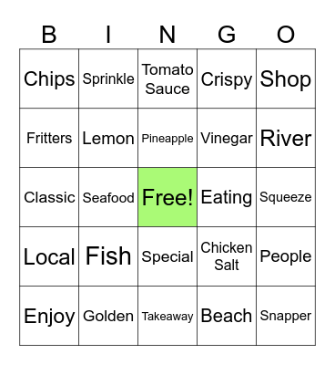 National Fish and Chips Day Bingo Card