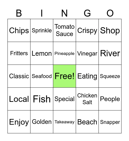 National Fish and Chips Day Bingo Card