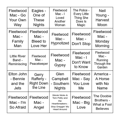 ★ Music Bingo w Bonnie Anne ★ Bingo Card